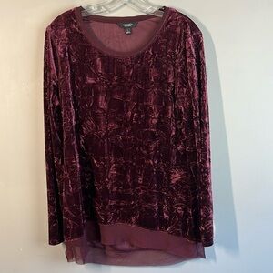 Simply Vera  Crushed Velvet Sheer Hem Top Size L